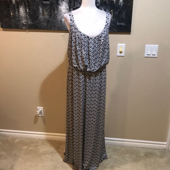 Lane Bryant Black and White Chevron Design Elastic Waist Maxi Dress-Size 18/20 - Picture 1 of 10